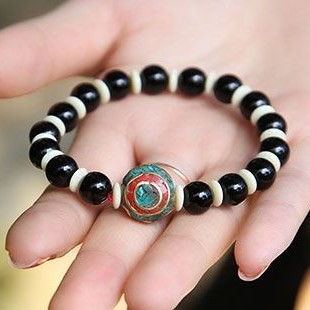 复古辟邪开运 藏饰风格***黑玛瑙天珠手链